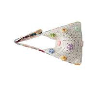 CAZSTYK Borsa a tracolla da donna, leggera, lavorata a maglia, borsa a tracolla con ricamo e tracolla lunga, Bianco sporco
