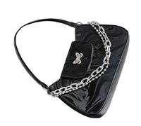 CAZSTYK Borsa a tracolla in pelle PU retrò per le signore elegante decorazione farfalla coreana ispirata borsa ascellare borsa da festa borsa retrò in pelle PU, Nero , One Size
