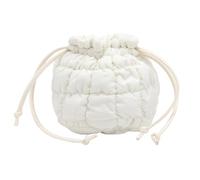 CAZSTYK Borsa a tracolla trapuntata alla moda da donna, design a secchiello con coulisse, per shopping e viaggi, bianco