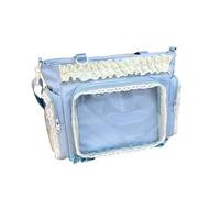 CAZSTYK Borsa a tracolla traslucida a tema anime con manico rinforzato borse a tracolla alla moda per gli appassionati di cultura Otaku borsa trasparente in PVC, Blu