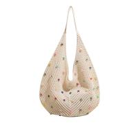 CAZSTYK Borsa da spiaggia colorata per le donne borsa a tracolla estetica ascella borsa alla moda uncinetto ascella donna tutti i giorni uncinetto spalla spiaggia borsa colorata estetica, bianco, One