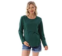 CAZSTYK Camicia da allattamento in cotone sicuro Abbigliamento per allattamento delicato Camicia multifunzione Gravidanza Allattamento al seno morbido per casual sensibile, Verde, M