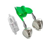 CAZSTYK Canna da Pesca Notturna a LED Morsi Esche Luce Allarme con Due campanelli Indicatori Clip Antiscivolo Campane avviso per la Pesca Asta Resistente con luci Punta