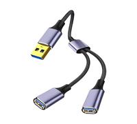 CAZSTYK Cavo splitter USB 2.0 da 1 maschio a 2/3 femmina, prolunga per computer portatile, tablet, cavo di prolunga USB, connettori per laptop, telefono, trasferimento dati veloce, nylon intrecciato