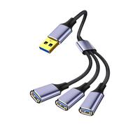 CAZSTYK Cavo splitter USB 2.0 da 1 maschio a 2/3 femmina, prolunga per computer portatile, tablet, cavo di prolunga USB, connettori per laptop, telefono, trasferimento dati veloce, nylon intrecciato