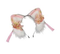 CAZSTYK Cerchietto con orecchie in peluche con fiore stereo, stile cinese, per appassionati di cinema, per adulti e carnevale