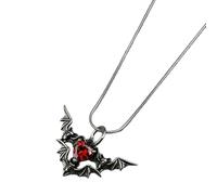 CAZSTYK Collana con ciondolo a forma di pipistrello e cuore, per donne e uomini, stile vintage, coppia d'amore, catena per clavicola, gioiello nero, One Size, come descritto, come descritto