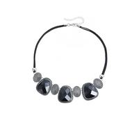 CAZSTYK Collana con cordoncino e pietre preziose nere da donna Collana con dichiarazione esagerata per suo compleanno
