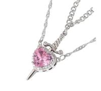 CAZSTYK Collana con cuore d ' amore con disegni spade, perfetta per le coppie Collana regolabile con catena da collo per, anniversario, anniversario
