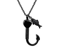 CAZSTYK Collana con pendenti in urna gioielli ceneri con | Collana con urna per gioielli per cremazione con design a forma da pesca a forma cuore per la perdita