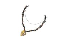 CAZSTYK Collana con perline multicolori con design a catena a strati | Varie forme e colori chip, contrasto catena color argento, accento espressivo per le donne, dettaglio della