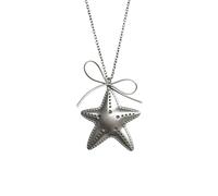 CAZSTYK Collana con stella e fiocco color argento alla Collana lunga a strati con catena maglione Gioielli in acciaio inossidabile Regalo Elegante fiocco con fiocco e collana con ciondolo a stella