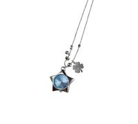 CAZSTYK Collana in acciaio inossidabile con simbolo a quattro foglie che rappresenta speranza, fede, amore, fortuna, elegante ciondolo a catena da collo, gioiello regalo alla moda, Misura unica, come