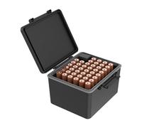 CAZSTYK Contenitore compatto per batterie con base antiscivolo e rilevatore di potenza per batterie 2A 3A Custodia per il trasporto di batterie con ispettore di alimentazione