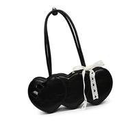 CAZSTYK Elegante borsa a tracolla a forma di cuore con fiocco dettaglio moda PU pelle ascella borsa da viaggio borsa ascella per donne e ragazze PU pelle ascella, Nero , One Size