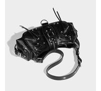 CAZSTYK Elegante borsa a tracolla con pratica pelle PU e dettagli borchie borse sotto le ascelle in pelle PU per spostamenti quotidiani e feste, Nero