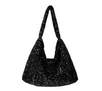 CAZSTYK Elegante borsa a tracolla da donna glitterata spaziosa borse ascellari paillettes borsa per shopping feste e lavoro borsa shopper donna, Nero , One Size