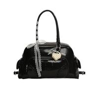 CAZSTYK Elegante borsa a tracolla in pelle PU alla moda borsa a tracolla in pizzo borsa ascellare adatta per lavoro, università e viaggi casual, Nero