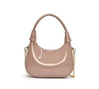 CAZSTYK Elegante borsa a tracolla lucida in poliuretano, lussuosa borsa a tracolla con catena per spostamenti quotidiani e riunioni sociali, rosa