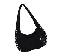 CAZSTYK Elegante borsa con borchie retrò borsa a tracolla da ufficio morbida borsa ascellare con comoda tracolla per uso quotidiano elegante borsa autunnale, Nero , One Size