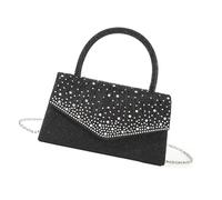 CAZSTYK Elegante borsa da sera con strass e catena rimovibile, a pieghe, elegante borsa per feste di nozze, borsa da festa di lusso, Nero , One Size