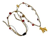 CAZSTYK Elegante ciondolo a forma di cavallo in stile cartone animato con pietre naturali colorate, collana lunga regolabile da donna a doppio strato, Misura unica, come descritto, come descritto