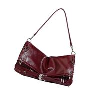 CAZSTYK Elegante Nero Ascella Borsa Per Uso Quotidiano PU Pelle Borsa A Tracolla Satchel Casual Ascella Borsa Per Moda Signore Moda Moda Spalla, Rosso, One Size