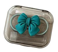 CAZSTYK Elegante supporto per lenti a contatto con fiocco, strumento da indossare e bottiglia per soluzione per uso quotidiano, custodia essenziale da viaggio, Blu, Elegante design con fiocco