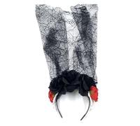 CAZSTYK Fascia lunga per capelli con velo per Halloween, giorno dei morti, velo in pizzo con fiore, fascia per capelli, per cosplay, accessorio per capelli da donna