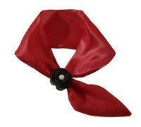CAZSTYK Fazzoletto da collo regolabile con fiore rimovibile morbido al tatto in poliestere per uso quotidiano o occasione versatile sciarpa collo fiore staccabile, Rosso, Taglia unica