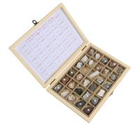 CAZSTYK Geologia Aula Teaching Aid Mineral Rock in Legno Vetrina Studente Educativo Scienza Studio Strumento Set Ore Educativo Set