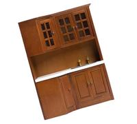 CAZSTYK Mobili in Miniatura per Armadio da Cucina per Case delle, Brown | Mobili in legno con lavello per case delle bambole 1 / 12 Decorazione scena Display Accessori Camera Modello
