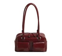 CAZSTYK Moda coreana Doppia Tasca Borsa Ascellare Donne Semplice Tinta Unita Retro Cuoio DELL'UNITÀ di elaborazione Borsa Ascella Borsa A Tracolla, Rosso, One Size