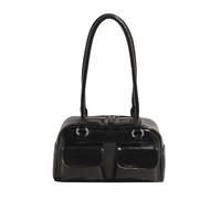 CAZSTYK Moda coreana Doppia Tasca Borsa Ascellare Donne Semplice Tinta Unita Retro Cuoio DELL'UNITÀ di elaborazione Borsa Ascella Borsa A Tracolla, Nero , One Size