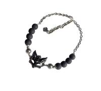 CAZSTYK Mysterious Lowrie Collana con ciondolo a forma di volto gotico in pietra vulcanica con perline a catena clavicola gioielli per le donne alla moda versatile accessorio alla moda gotico