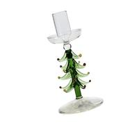 CAZSTYK Portacandele moderno in vetro borosilicato per albero di Natale, ampia e resistente, adatta per candele di cera strette e standard, decorazione per interni, supporto stretto in vetro