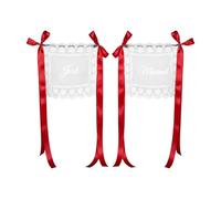CAZSTYK Set 2 Decorazioni per Lo Schienale della Sedia, Red | Decorazioni per matrimoni in pizzo con cinghie a nastro per espositori per sedie per coppie e tavolini per lo stile