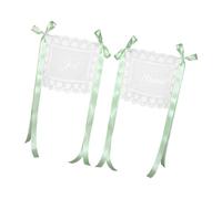 CAZSTYK Set 2 Decorazioni per Lo Schienale della Sedia, Vanilla Green | Decorazioni per matrimoni in pizzo con cinghie a nastro per espositori per sedie per coppie e tavolini per lo stile