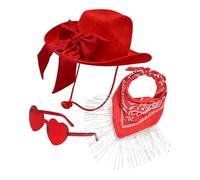 CAZSTYK Set 3 cappelli e sciarpe in stile occidentale abbinati a occhiali alla adatti per concerti, giostre o feste in costume Pacchetto cappelli da cowgirl alla