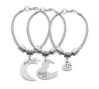 CAZSTYK Set di 3 braccialetti per migliore amica che simboleggia la sorellanza, design a forma di cuore, misura grande, media, piccola sorellina, regolabile, idea regalo Kirsite