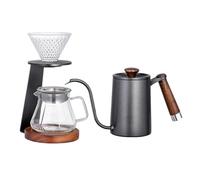 CAZSTYK Set di caffettiera premium con gocciolatore in vetro e bollitore da 600 ml per birra a mano e ufficio, gocciolatore in vetro con supporto in metallo