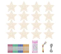 CAZSTYK Set di campanelli a vento in legno con penne ad acquerello e tubi per studenti, regalo di compleanno per studenti, progetti artigianali, accessori artigianali a forma di stella