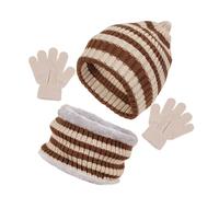 CAZSTYK Set di guanti invernali per bambini in maglia cappello sciarpa guanti per bambini guanti a maglia scaldacollo set accessori caldi per ragazzo e ragazze bambini cofano guanto sciarpa, Caff