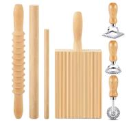 CAZSTYK Set di mattarello in legno per gnocchi e ravioli, con struttura in legno e metallo, per amanti della creatività