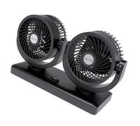 CAZSTYK Ventilatore a doppia testa per circolazione dell'aria del veicolo, 12 V, 24 V, 14 W, con angoli regolabili, fornisce un'ampia copertura per un maggiore comfort sul cruscotto