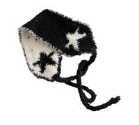 CAZSTYK Weave Star Pattern Protezioni per le orecchie per bambini e adulti, comode, isolanti, impermeabili, impermeabili, per backpacking, snowboard, essenziali, intrecciate a forma di stella, Nero e