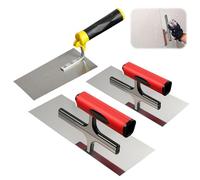 Cazzuola da muratore in acciaio inox, set da 3 pezzi, spatola stucco antiruggine con impugnatura morbida, set di cazzuole in acciaio inox, spatola lisciante professionale in acciaio inox, per