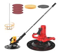 Cazzuola Elettrica Per Lisciare Pareti Con Base Autoadesiva E Led, Miscelatore Per Calcestruzzo Lucidatrice,1-6 Velocità Variabili,80-600 Rpm Con Asta Di Miscelazione E Asta Di Prolunga(Red)