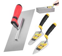 Cazzuola per cemento, set di 3 cazzuole per calcestruzzo con manico a presa morbida, materiale di finitura | per la riparazione di gesso, riempimento di mortai, rivestimento, stucco