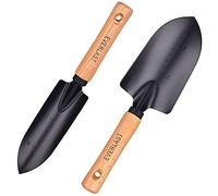 Cazzuola per Piante - Set di 2 Pale in Metallo, Pala in Acciaio Inossidabile con Manico in di Legno, per Fiori da Giardino Bambini Domestici Che Scavano Prato Heavy Duty, Mini Attrezzo Manuale, Nero
